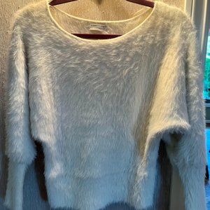 Anthropologie Eyelash Fuzzy Ivory Sweater